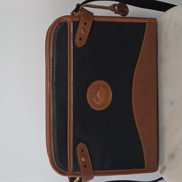 Dooney & Bourke Vintage Black  All Weather Pebbled Leather Messenger Bag